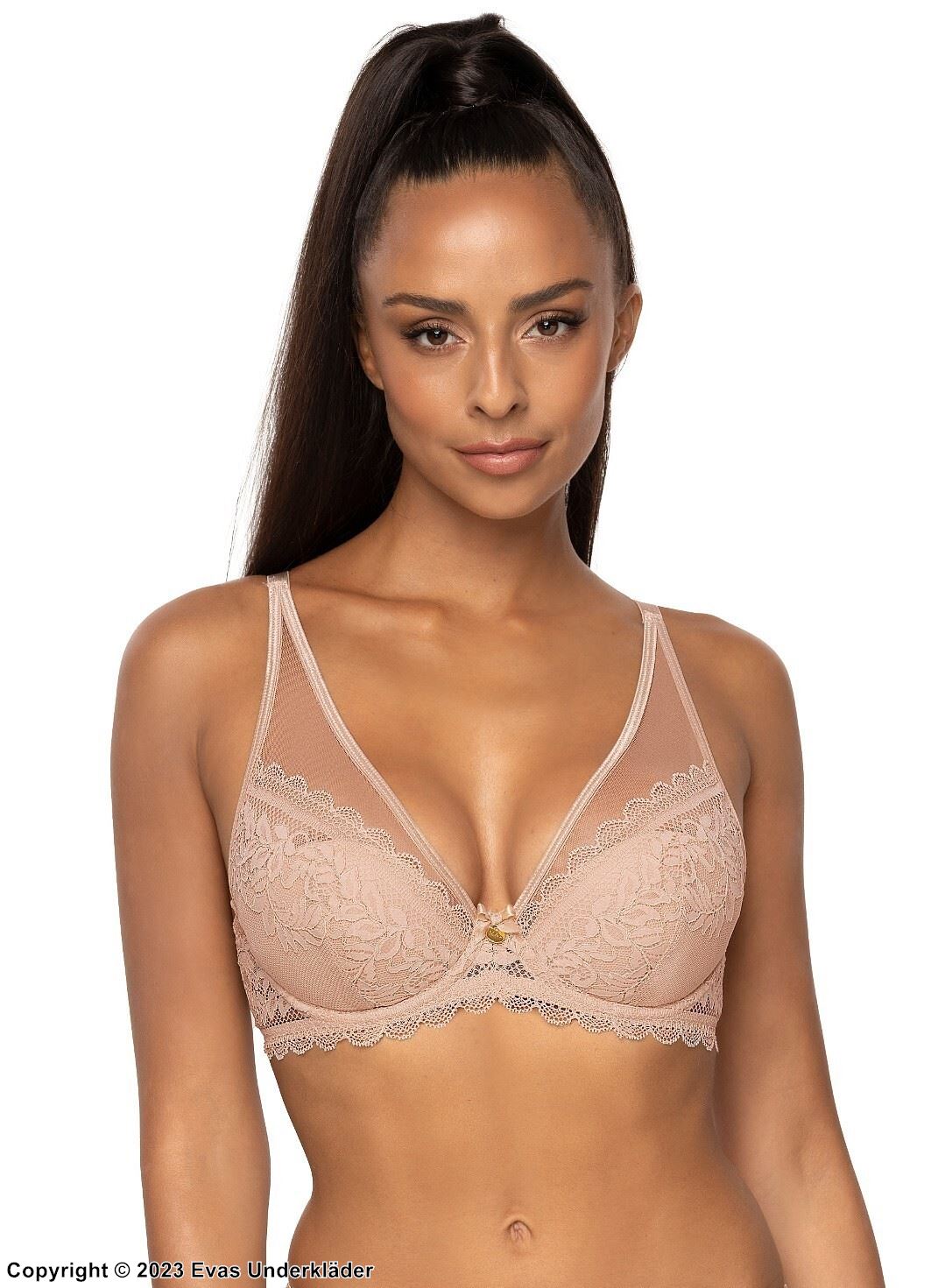 Flower Detail Lace Bra Red